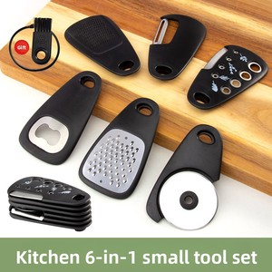 Kit d'outils de préparation culinaire multi-usages 10 en 1, mini et portable : râpe à <span class=keywords><strong>fromage</strong></span>, râpe à ail, éplucheur de fruits, coupe-pizza, ouvre-bouteille - Product Image 3