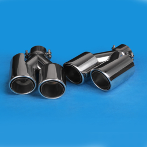 Embout d'échappement double de 3,5 pouces en forme de Y, poisson <span class=keywords><strong>volant</strong></span>, double paroi en acier inoxydable poli chromé, embout de silencieux pour voiture - Product Image 1