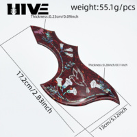 HIVE - Protector de Guitarra Acústica de 41 Pulgadas con Diseño de Flores y Pájaros, Autoadhesivo, Antiarañazos, Decoración para Guitarra Folk