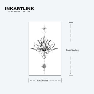INKARTLINK Pegatina de Tatuaje Minimalista de Loto, Diseño Geométrico de Estrella y Líneas, Arte Corporal Semipermanente Herbal de 15 Días, Venta al por Mayor - Product Image 3