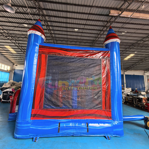 Marble blue kids outdoor party jump bouncy castle dual lane inflatable bounce house and slide combo - Product Image 4