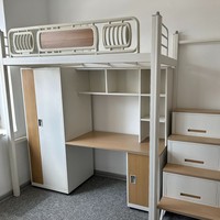 Lit superposé en fer à deux niveaux avec rangement, style moderne, pour dortoir étudiant, école, camp, appartement standard