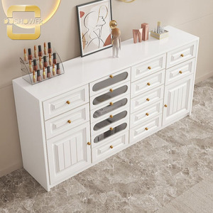 Mueble de Salón de Estilo Francés Blanco con Más de 4 Compartimentos, Estante de Pulido Personalizado, Vitrina Autoportante Sin Brillo - Product Image 1