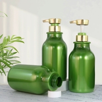 PET Pumpflasche 400ml 530ml Glänzend Grün Runde Schulter mit Goldpumpe für Shampoo Duschgel Conditioner Handseife