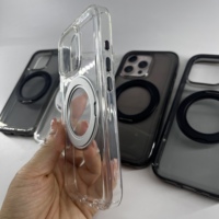 Penutup ponsel bening untuk IPhone 16, dengan Sensor kontrol kamera penyangga berputar magnetik dan tombol logam
