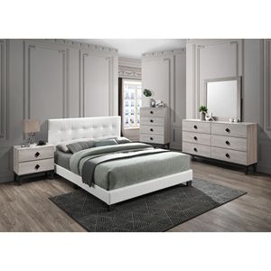 DB Muebles de dormitorio Color crema contemporáneo Mesita de noche Cajones Cama minimalista Mesa auxiliar Madera contrachapada para apartamento Uso en hospitales - Product Image 6