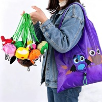 Sac de courses pliable personnalisé en forme d'animal en peluche, sac de courses réutilisable et pliable de taille moyenne