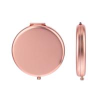 Miroir compact rond en métal, double face, pliable, de poche, or, or rose, argent, miroir de maquillage portable pour les voyages