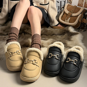 Mocasines de Algodón Extra Grueso con Forro Polar para Mujer, Antideslizantes, para Otoño 2025, para Mujeres Embarazadas, Cálidos, para Oficina, de Gamuza - Product Image 3