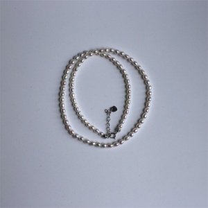 LUCK S925 plata agua dulce blanco 3,5-4mm collar de perlas para mujer niñas boda fiesta joyería - Product Image 1