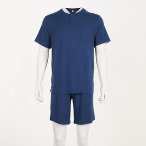 <strong>Men's</strong> Sleepwear Custom <strong>Pyjamas</strong> Knitted <strong>Short</strong>-Sleeved <strong>Shorts</strong> Pullover Suit Summer Loungewear <strong>Men</strong> <strong>Set</strong> - Product Image 1