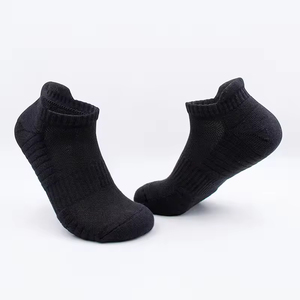 Unisex Custom Logo Cotton Cushioned Low Cut Running <b>Socks</b> for Men with Knitted Logo on Cuff and Bottom Winter Sports - Product Image 3