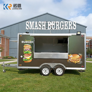 รถพ่วงขายอาหารเบอร์เกอร์สีดำ ขนาด 4 เมตร แบบสองเพลา พร้อมอุปกรณ์ครบครัน รถครัวเคลื่อนที่เชิงพาณิชย์สำหรับขาย - Product Image 1