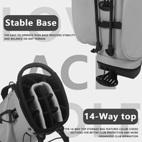 Sac de golf léger en nylon avec support, 14 compartiments, housse imperméable, double sangle, fermeture éclair, support trépied pour clubs de golf d'extérieur