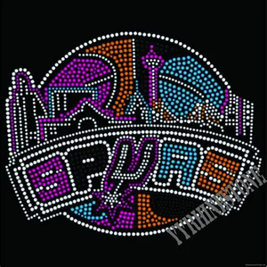 <span class=keywords><strong>Spurs</strong></span> baloncesto Logo Heart Hot Fix Rhinestone Motif Prensa <span class=keywords><strong>de</strong></span> calor Crystal Transfer Iron on Bling Diamond para camisa DIY - Product Image 2