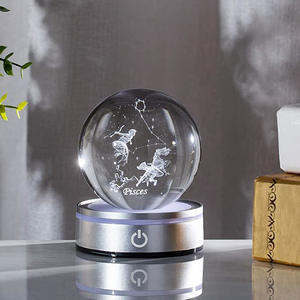 <span class=keywords><strong>Honor</strong></span> Of Crystal Sistema Solar personalizado Led luz de noche constelación del zodiaco esfera 3D bola decorativa de cristal - Product Image 1