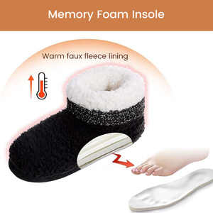 Doublure en fausse polaire floue chaude et confortable pour femmes avec manchette élastique tricotée semelle antidérapante à enfiler pantoufles à la cheville <span class=keywords><strong>d</strong></span>'<span class=keywords><strong>intérieur</strong></span> - Product Image 5