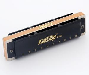 EASTTOP T008S Armónica de 10 agujeros con cubiertas de latón de pronunciación diatónica <span class=keywords><strong>e</strong></span> instrumento musical de placa de lengüeta - Product Image 2