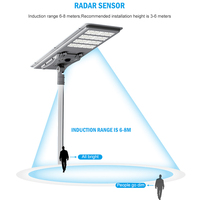 Lampe de rue solaire LED intégrée tout-en-un, étanche IP66, en aluminium moulé sous pression, 60W, 80W, 100W, pour extérieur