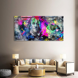 Hiện đại vàng trăm đô la tiền vải tường nghệ thuật đầy màu sắc trừu tượng Áp phích Quadro Art Deco đường phố trang trí nội thất vải hình ảnh - Product Image 1