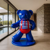 Statue d'ours en fibre de verre sur mesure, grande taille, peinte à la main, imperméable, décoration extérieure pour hôtel, jardin, piscine