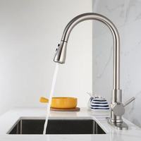 Robinet de cuisine moderne en acier inoxydable brossé, à bec escamotable, cascade, pluie, usage hôtelier, luxe, poignée unique