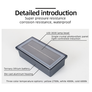 Kính cường lực IP68 ngoài trời không thấm nước gạch ngầm nhúng LED năng lượng mặt trời sàn gạch ánh sáng - Product Image 3
