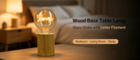 Lampe de table décorative contemporaine simple en gros avec base en bois E26 pour cadeau et ornement de fête