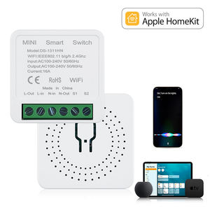 Interrupteur mural intelligent WiFi Apple HomeKit, mini-interrupteur mural intelligent avec relais pour HomeKit, commande vocale Siri, système de maison intelligente - Product Image 1