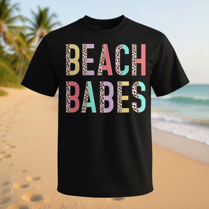 Camiseta Beach Babes para mujer, estilo veraniego, estampado de leopardo, estilo vacacional - Product Image 3
