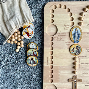 Tablero de Rosario de Madera, Juguetes Divertidos para Niños, Educación Temprana, Regalo Católico de la Virgen María y el Santo Padre - Product Image 1