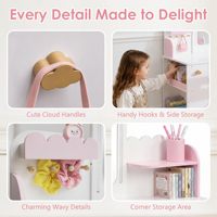 Ensemble Coiffeuse Moderne en Bois pour Enfants avec Miroir Lumineux 3 Couleurs, Meuble de Rangement, Table de Maquillage Princesse et Chaise pour Chambre à Coucher - Vente en Gros
