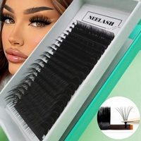 Extensions de cils en soie premium Neelash en gros, marque privée, 0.05L, volume velours doux, ultra-noir, véganes, naturelles, style CC/DD Curl