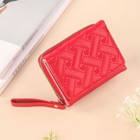 Nouveau Portefeuille Court Portable X915 pour Femme avec Multiples Emplacements pour Cartes, Pince à Billets, Broderie Géométrique, Porte-Monnaie en PU et Fermeture Éclair