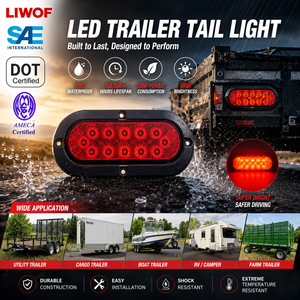 Feux arrière de remorque ovales <span class=keywords><strong>LED</strong></span> LIWOF de 6 pouces, 12V/24V, universels, certifiés SAE DOT, étanches IP67, feux arrière de camion et de remorque - Product Image 3