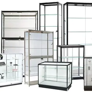 Custom Full Vision Tempered Glass Display Cabinet Glass Showcase For Shopping Mall