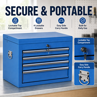 Meilleures ventes : Armoire à outils métallique robuste en acier revêtu, portable, à couvercle rabattable, multi-tiroirs, verrouillable, avec poignée de transport