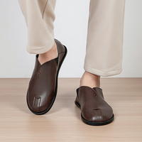 Mocassins pour hommes en cuir véritable, antidérapants, confortables, décontractés, pour l'extérieur, pour le travail, à enfiler, toutes saisons