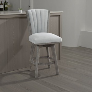 Juego de 2 Sillas de Barra Giratorias Convertibles, Tapizadas en Terciopelo Gris con Diseño de Canales, para Uso en Hoteles y Apartamentos - Product Image 1