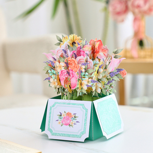 Lovely 3d <strong>Thinking</strong> of <strong>You</strong> Thank <strong>You</strong> Sunflower Bouquet Pop up Flower Greeting Card - Product Image 5
