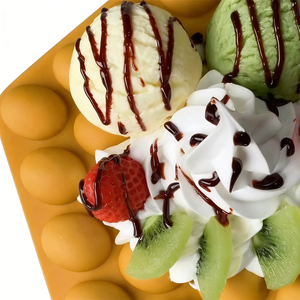 Realistic PU Egg Waffle Prop <b>Bubble</b> Waffle With <b>Toppings</b> Faux Cafe Display Fruit Kiwi Vanilla Scoops Matcha Creamy Pancake Model - Product Image 2