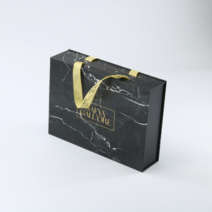 Boîtes rigides en carton marbré en matériaux recyclés personnalisés Poignées en ruban Laminage brillant Tiroir coulissant Boîte cadeau de luxe - Product Image 3