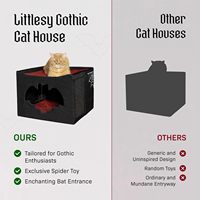 Lit d'hiver gothique pour chat, pliable, pour animaux d'intérieur, maison d'Halloween avec entrée chauve-souris, jouet araignée, griffoir, coussin doux, couleur personnalisable