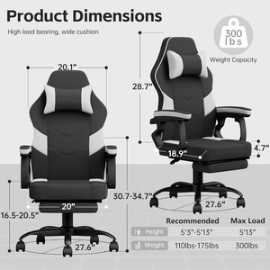 Silla <span class=keywords><strong>de</strong></span> juegos <span class=keywords><strong>de</strong></span> carreras ergonómica con respaldo alto extensible con reposabrazos deslizantes y soporte lumbar <span class=keywords><strong>para</strong></span> sala <span class=keywords><strong>de</strong></span> estar y uso <span class=keywords><strong>de</strong></span> computadora - Product Image 6