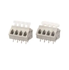 WANJIE 5.0mm pitch 45 degree double level screwless terminal block with button WJ243A