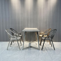 Table de salle à manger rectangulaire en acier inoxydable, style industriel moderne, pour salon de thé et pâtisserie, style célébrité d'Internet