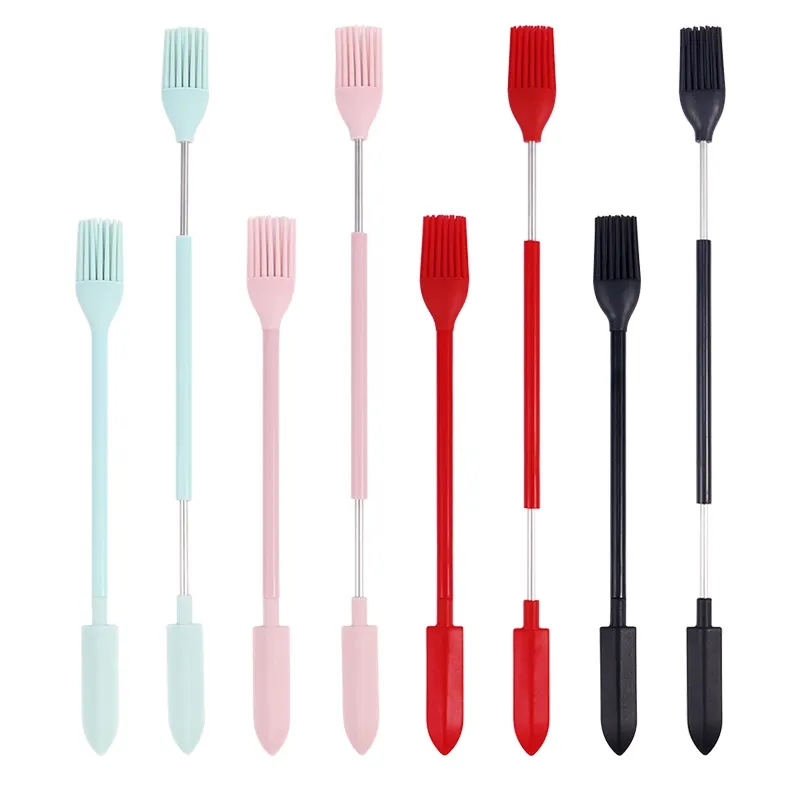 Hot Sale Multifunction Food Grade Silicone Dram Telescopic Spatula Spoon Reusable Baking Tools Cooking Oil Brush Basting Brushes