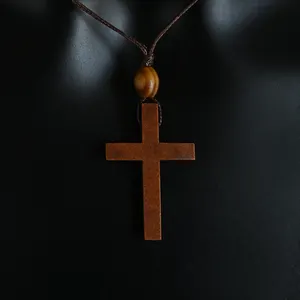 MX002 Vòng Cổ Chữ Thập Jesus Christ Mặt Dây Chuyền Choker Gỗ Tự Nhiên Vòng Cổ Bán Buôn Amulet Ngắn Chuỗi Dài Trang Sức Cho Phụ Nữ
