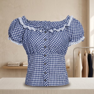 Camisas a cuadros para mujer, blusas y Tops de manga corta con estampado informal, prendas de vestir holgadas de algodón a cuadros para primavera - Product Image 3