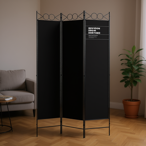 Divisor de Habitaciones de Tela Negra de 3 Paneles, 47.2x86.6 Pulgadas, Plegable, Móvil, Diseño Minimalista - Product Image 2